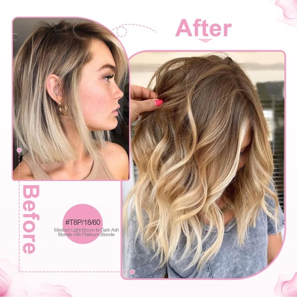 HUMAN HAIR 18” Remy Tape In Hair Extensions in Balayage #T8/P18/60, 20pcs - Picture 10 of 11